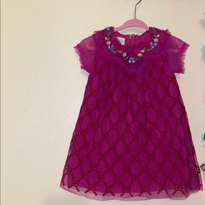 Gucci Baby Girl's G Embroidered Tulle Dress